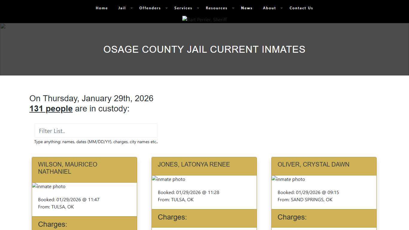 Osage County Jail Current Inmates – Osage County Sheriff's Office