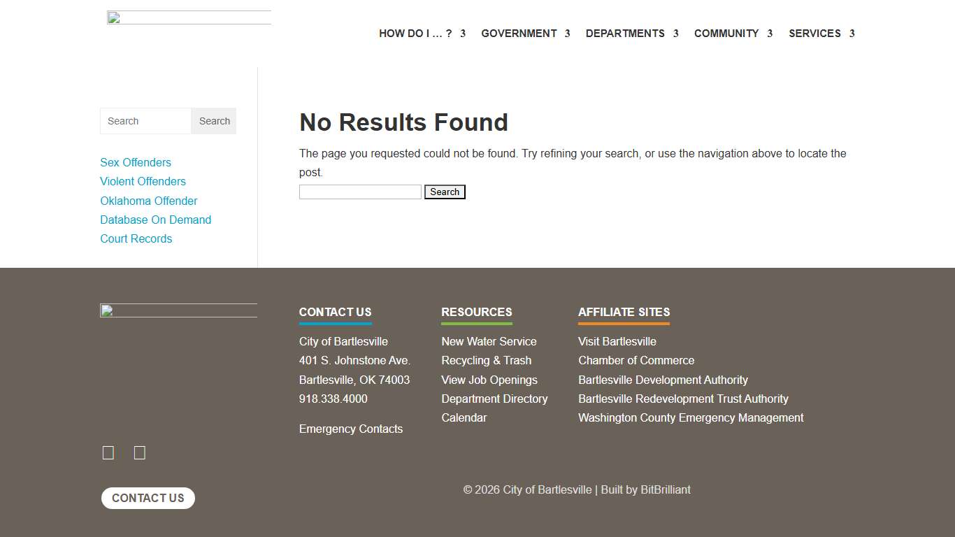 Sex Offenders City of Bartlesville