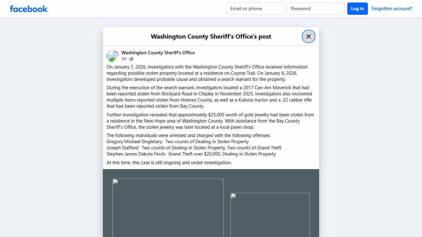 On January 7, 2026,... - Washington County Sheriff's Office Facebook