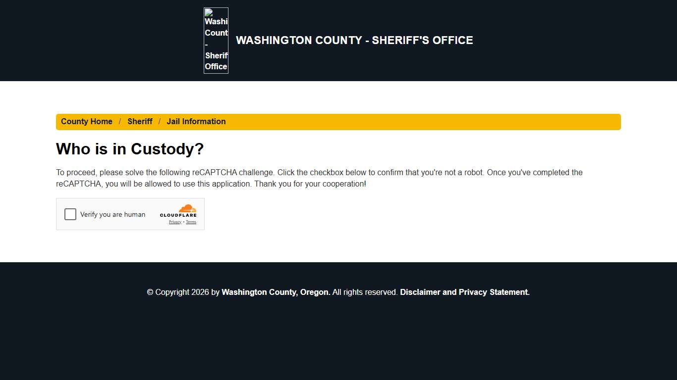 Washington County - Who is in Custody?